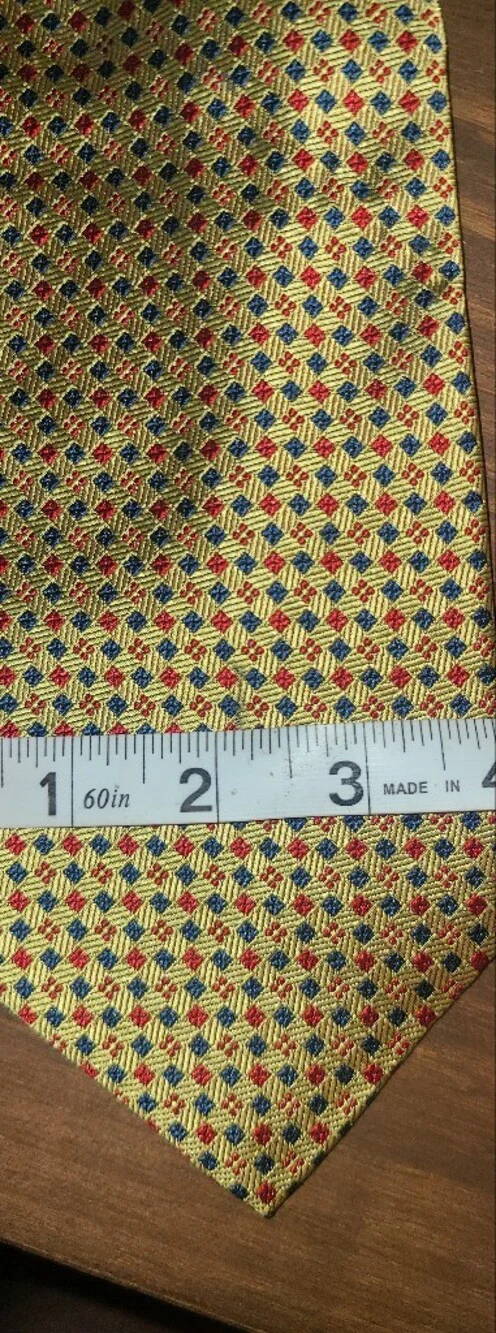 Zianetti Italian Silk Gold Patterned Men's Tie with Red and Blue Accents